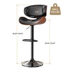 Bar Stools Set Of 2 Bentwood Counter Chair Adjustable Swivel Faux Leather Black