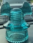 Hemingray 60 Mickey Mouse Glass Insulator  Patent June 17 1890   May 2 1893 Aqua