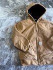 Carhartt Jacket Coat Hooded Youth Large  14-16  Full Zip Quilt Lined Chore