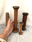 Lot Of 4 Antique Vtg  Wood Textile Industrial Spools Bobbins Various Types Sizes