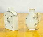 18th C  Chinese Export Porcelain Sepia Gilt Tea Caddy Pitcher Set Antique