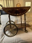      Vintage 1960s Italian Inlaid Drop Leaf Bar Cart Tea Trolley Sorrento Brass