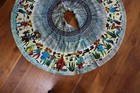 Vintage 1960 s Mexican Painted Cotton Circle Skirt Size 26  Waist Exc Condition