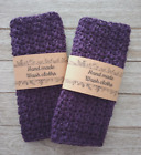 Crochet Handmade Spa Bath Wash Cloth Facial Reusable Eggplant Purple 7 Inch Set