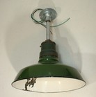  1  14  Benjamin Cast Iron Top Porcelain Industrial Barn Green Vintage Light D s