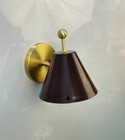 Bold Cone Brass Wall Sconce Wine Shade With Rivet Accents Handcrafted Wall Lamp