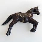 Vtg Leather Wrapped Horse W saddle Glass Eyes Statue Equestrian Art Decor- As-is