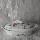 Vtg Andrea By Sadek Porcelain Oval Lidded Casserole Oven To Table Floral  7821