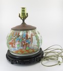 Antique Chinese Hand Pained Famille Rose Lamp   Ginger Jar 12  Tall X 9  Diam