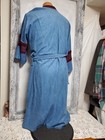 Vtg 70s Men   s Velour Bath  Robe One  Size Blue Burgundy Smoking Jacket Euc