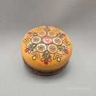 Vintage Wooden Trinket Box W  Lid Hand Painted Floral Round Jewelry Storage
