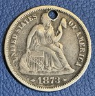 Love Token Over An 1873 W  Arrows Seated Liberty Dime - Engraved Initials    tom   