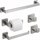 Brushed Nickel 5-piece Bathroom Hardware Set With 16  Towel Bar - Modern Design