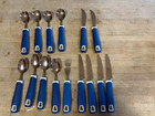 Lot Of 15 Pcs Adaptive Disability Handicap Eating Utensils For Hand Tremors Blue