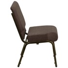 21   Wide Brown Fabric Stacking Church Chair With Gold Vein Frame