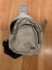 Justice Silver Metallic Glitter Crescent Crossbody Zip  Adjustable Strap Pockets