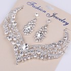 Fashion Bridal Wedding Cut Crystal Cubic Necklace Earring Jewelry Set Prom Party