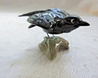 Vintage Hagen Renaker Miniature Htf Raven Crow On Rock - Wing Chip