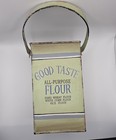 Vintage Farmhouse Metal Flour Canister Tin Hinged Handle Distressed Sage   
