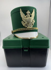 Vintage Shako Marching Band Uniform Hat Green Gold White Sz S-m-l- Xl W case