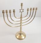 Solid Vintage Brass 9 Arms Menorah Candlestick With Star Of David  12  
