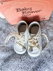 Vtg  baby Beaver  Wt Grant   Co  chubby  White Leather Baby Training Shoes 2