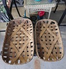 Two Primitive Rustic Woven Wooden Tobacco Basket Trays