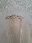 White Wedding bridal Veil   Fingertip Length   Pearl crystal Encrusted Comb