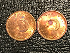 Nice Toning 2-high Grade Bu 1971 Turkey 1 Kurus Coins-feb115