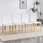 Set Of 4 Pu Leather Dining Chair Modern Kitchen Dining Chair W  Gold Metal Legs