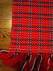 Vintage Handmade Red white black Afghan Throw Blanket Crochet 36 x 63  Tassels