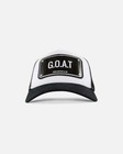John Hatter   Co G  O  A  T  White   Black Adjustable Trucker Cap Hat
