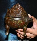 6 3  old Chinese Dynasty Bronze Ware Beast 3 Leg Incense Burner Censer