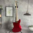 4 String Red Body Electric Jazz Bass Guitar White Pickguard Chrome Parts