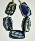 Antique Venetian Blue Feather Oval Semi Tabular Italian Beads  African Trade