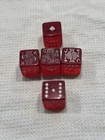 Vintage Set Of 5 Translucent Red Poker Dice Playing Card Faces   Suits Bakelite 