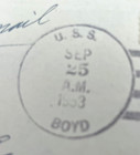 1953 6 Cent Airmail Stamp Envelope Postmarked On Board Ship U s s  Boyd