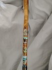 3  Antique Wood Carved Walking Cane 11 Badges Austria Munchen Olympics Walushut 