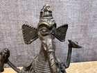 Antique Bronze Metal Dhokra Genesha Figurine Vintage Hindu Statue Sculpture