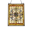 Stained Glass Window Panel Victorian Medallion 18 X 24 Art Glass Tiffany Style