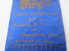 Vintage 1898 Firefighter Ribbon - Hose Company No 3 Dunkirk Ny   Brantford Ont
