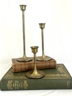 Vintage Brass Candlestick Holders Set Of 3     9   6   4  Heights     Classic Patina