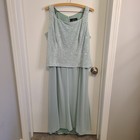 Alex Evenings Dress Size 18 Maxi Jacket Set Formal Seafoam Aqua Sparkle Lined