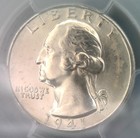 Graded Washington Silver Quarter 1941 D     90  Silver Us Coin - Pcgs Graded Ms65