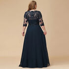 Plus Size Mother Of The Bride Dress O Neck 3 4 Sleeve Appliques Party Prom Gowns