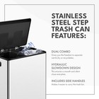 Stainless Steel Step Release Trash Can 16 Gallons     Dual Compartment Garbage Bin