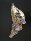Vtg 60s Brutalist Chunky Modernist Necklace Pendant Amethyst Crystal Carvalhu