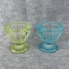 Vtg Style Pastel Colored Glass Egg Cups -holders Blue   Green Set Of 2