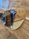 Vintage Miner Soft Cap Hat W Carbide Lamp Coal Mining Helmet Display Set Antique