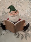 Vintage Homco Elf Gnome Reading Book Ceramic Figurine Christmas Elf  Santa s Elf